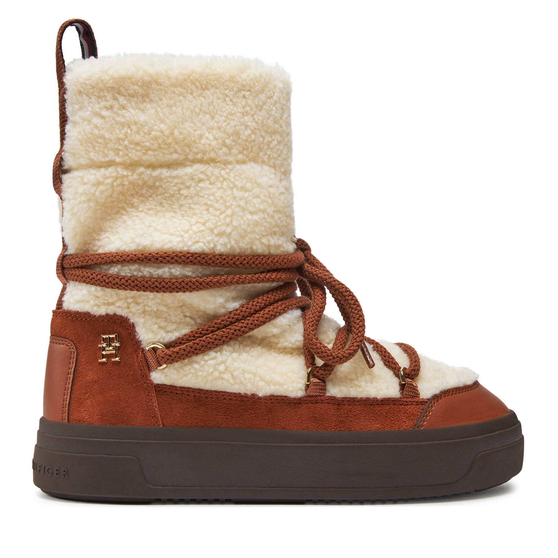 Snehule Tommy Hilfiger Lace-Up Faux Shearling Snowboot FW0FW08252 Béžová
