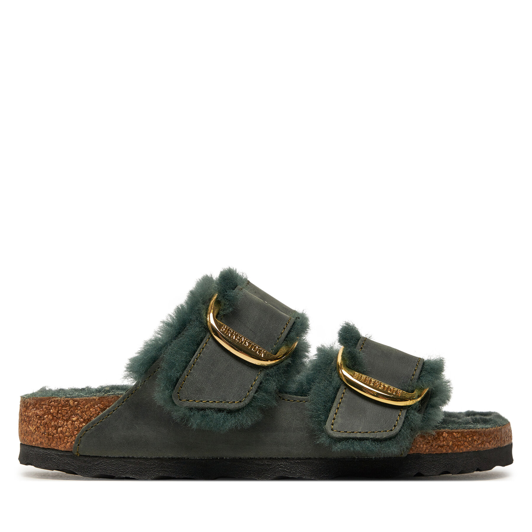 Damskie Klapki Birkenstock, Rozmiar 35 Zielony Arizona Bb Shearling Leoi 1028070