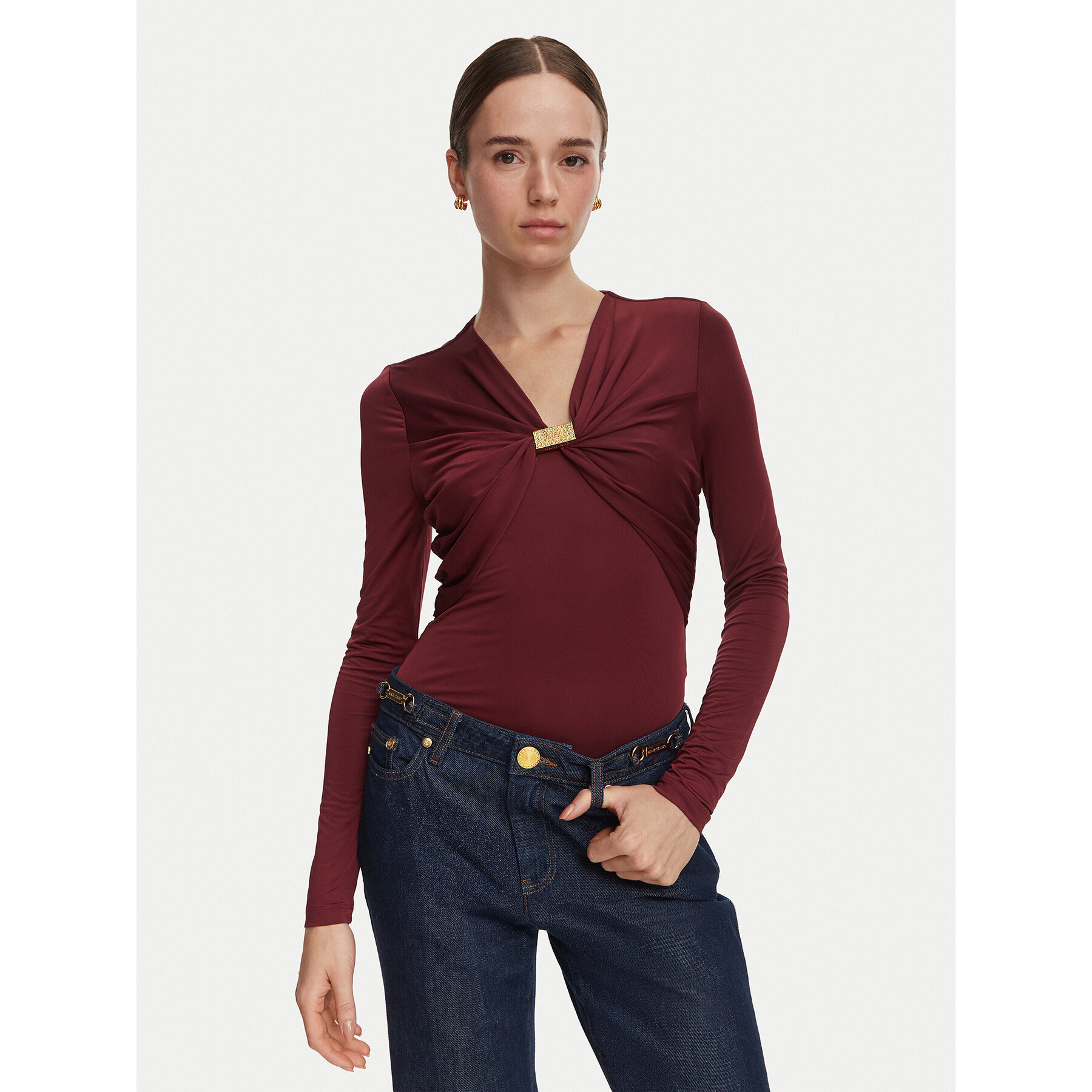 Marciano Guess Bluse G6YP05 K5118 Dunkelrot Regular Fit