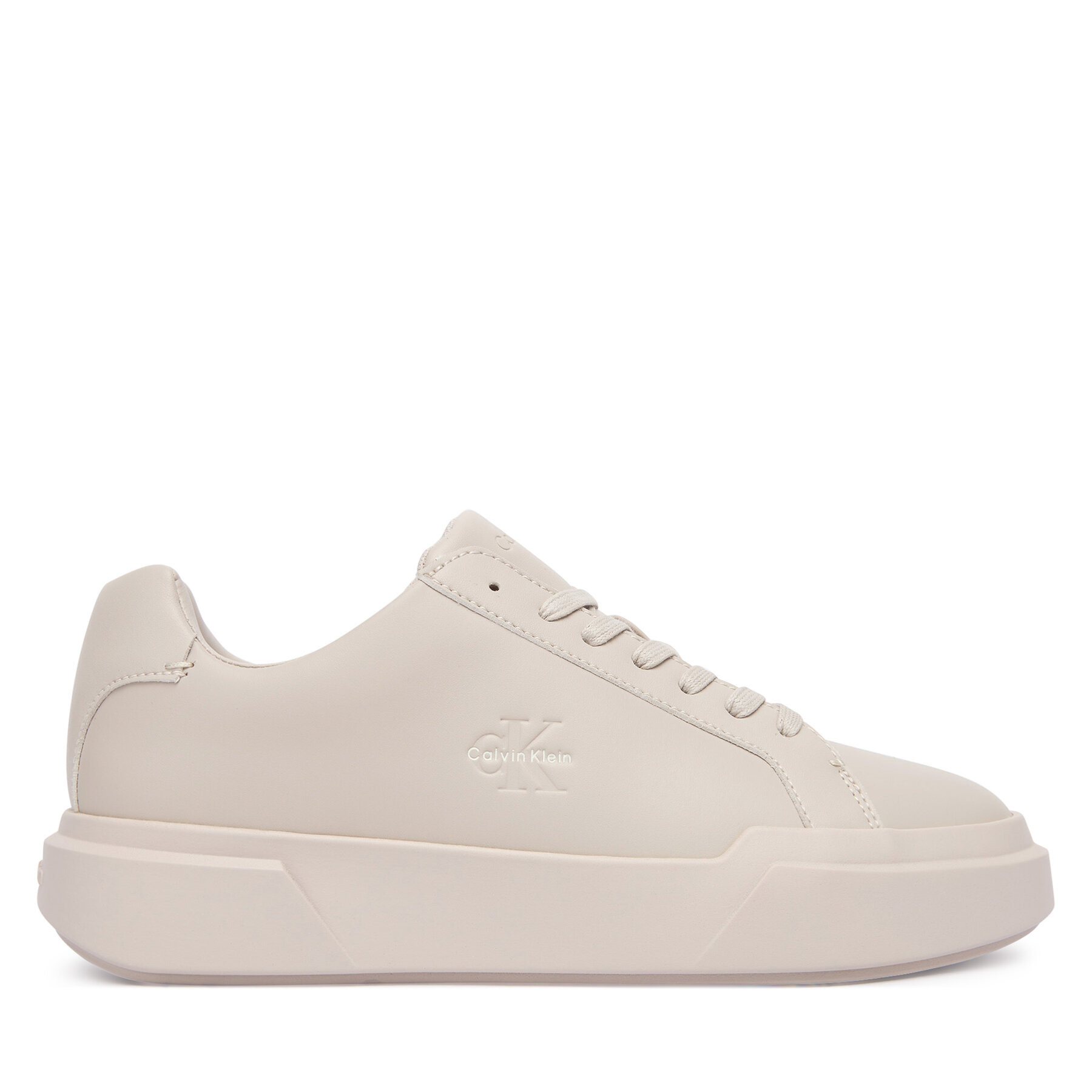 Sneakersy Calvin Klein Chunky Cupsole Laceup Lth Wn YW0YW01947 Écru