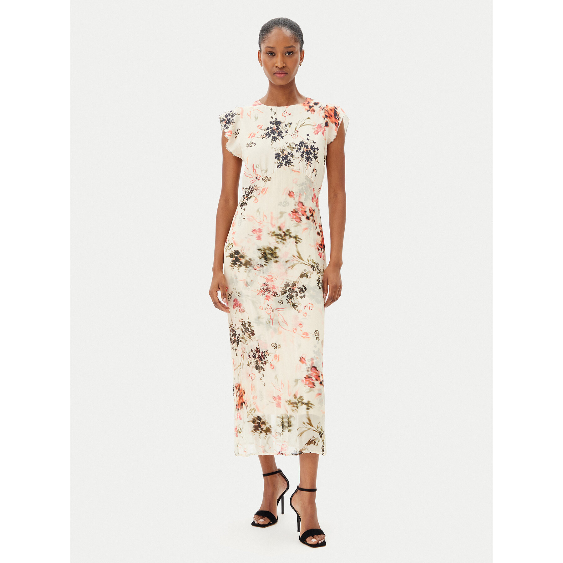 French Connection Sommerkleid 71YFU 90 Beige Regular Fit