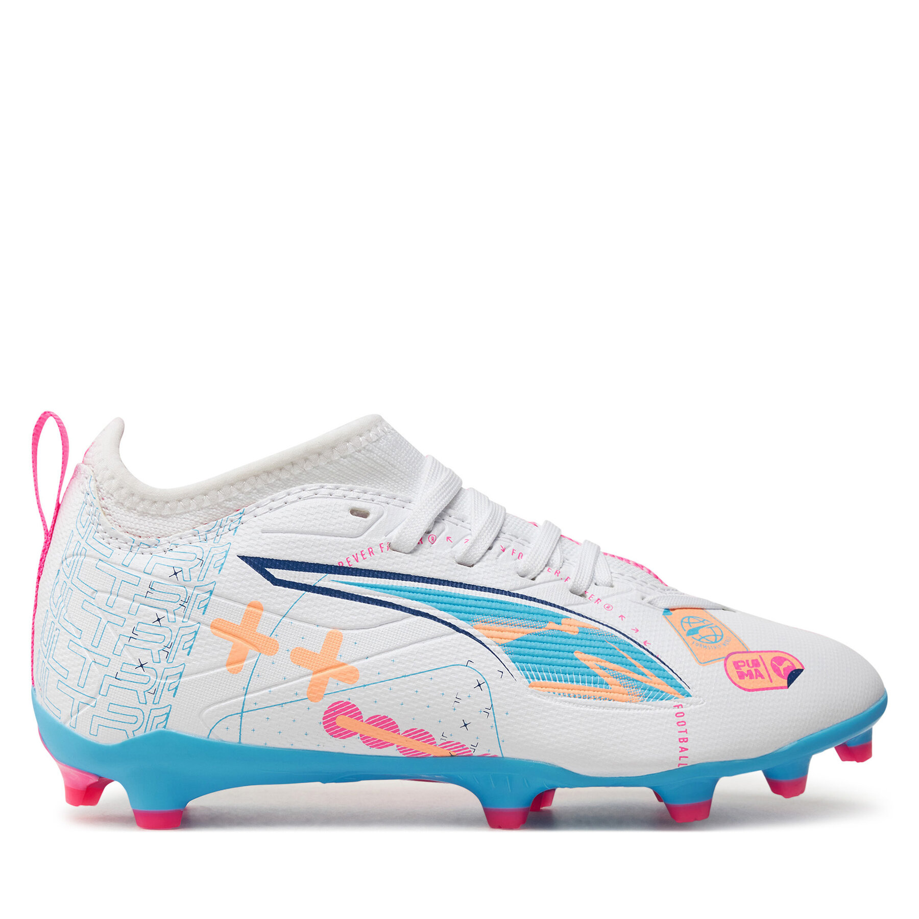 Zapatos de fútbol Puma ULTRA 5 MATCH VOL. UP FG/AG Jr 108065 01 Blanco