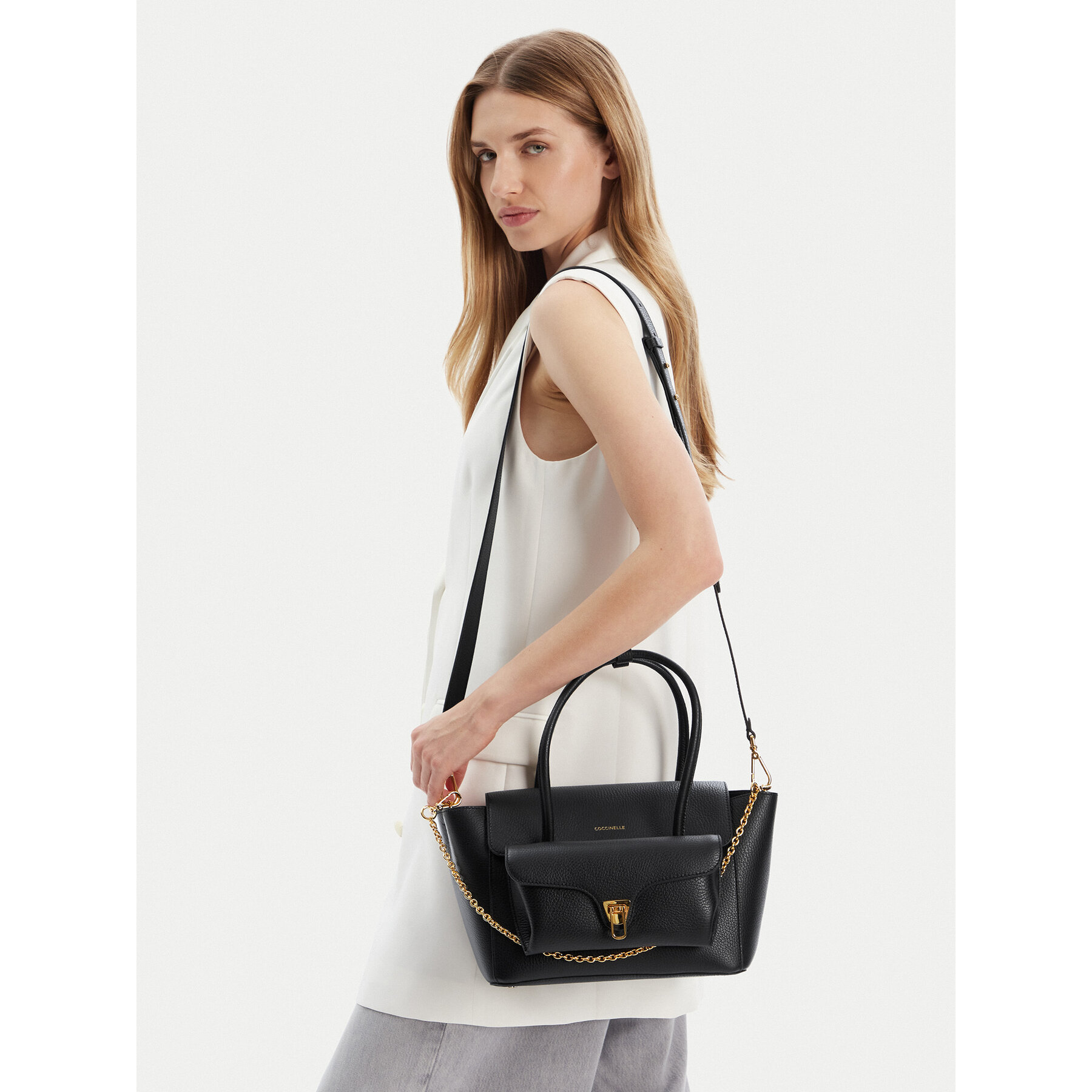 Geantă Coccinelle T8A Coccinelledouble Beat E1 T8A 18 02 01 Negru