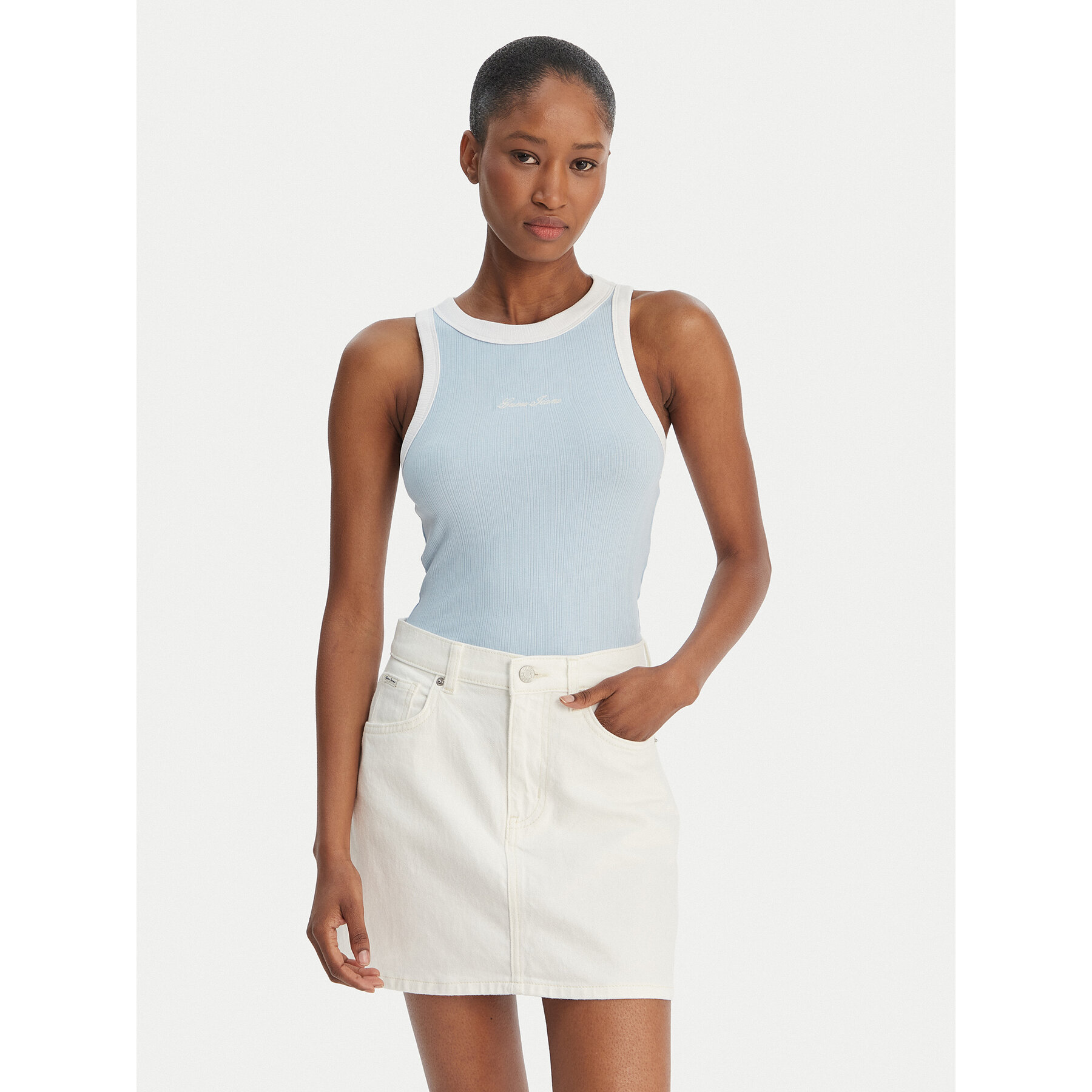 Guess Jeans Τοπ W6GPZ8 KF641 Γαλάζιο Slim Fit