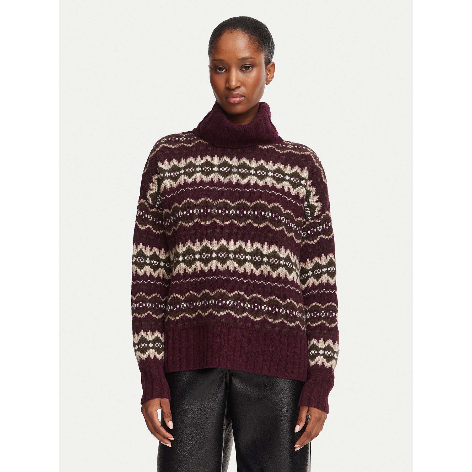 Barbour Rollkragenpullover Helen LKN1560RE97 Dunkelrot Oversize