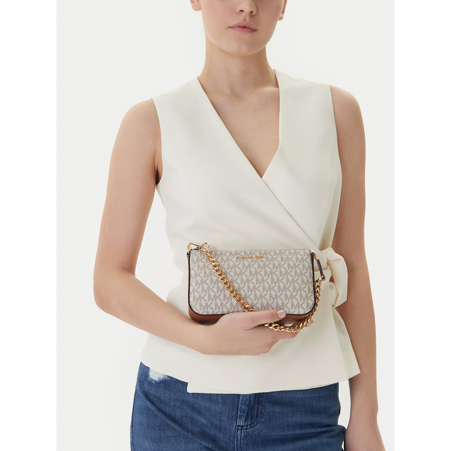 Ročna torba Michael Kors Jet Set 32F1GJ6W6B Bež