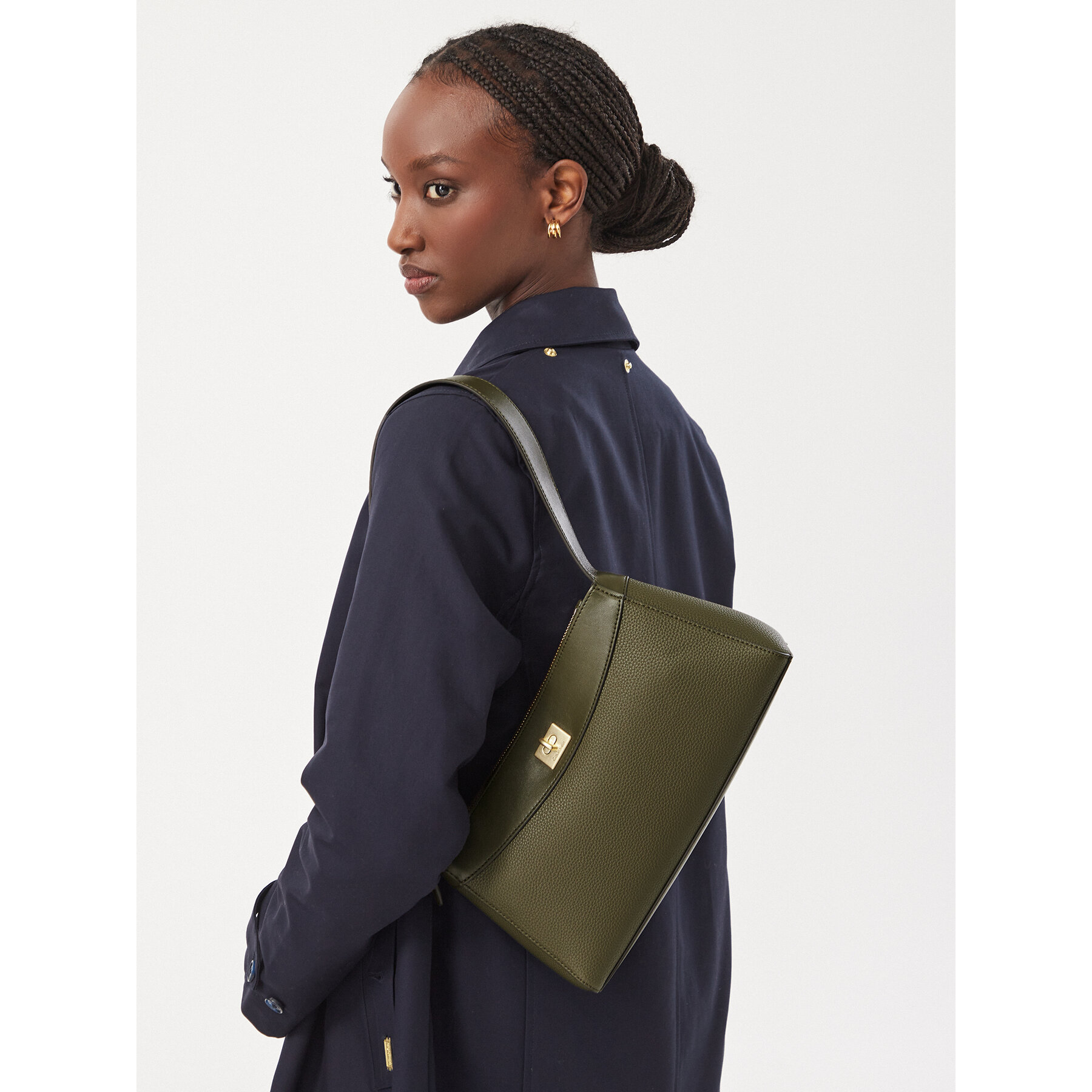 Geantă Calvin Klein Mix Media Shoulder Bag LV04F3886G Verde închis
