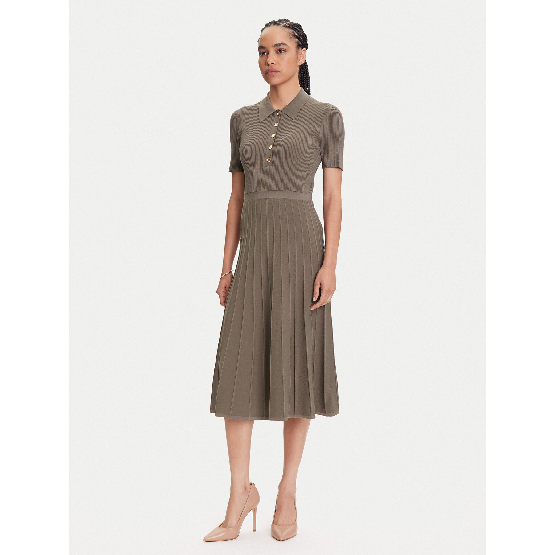 MICHAEL Michael Kors Strickkleid MT5834F33D Beige Regular Fit