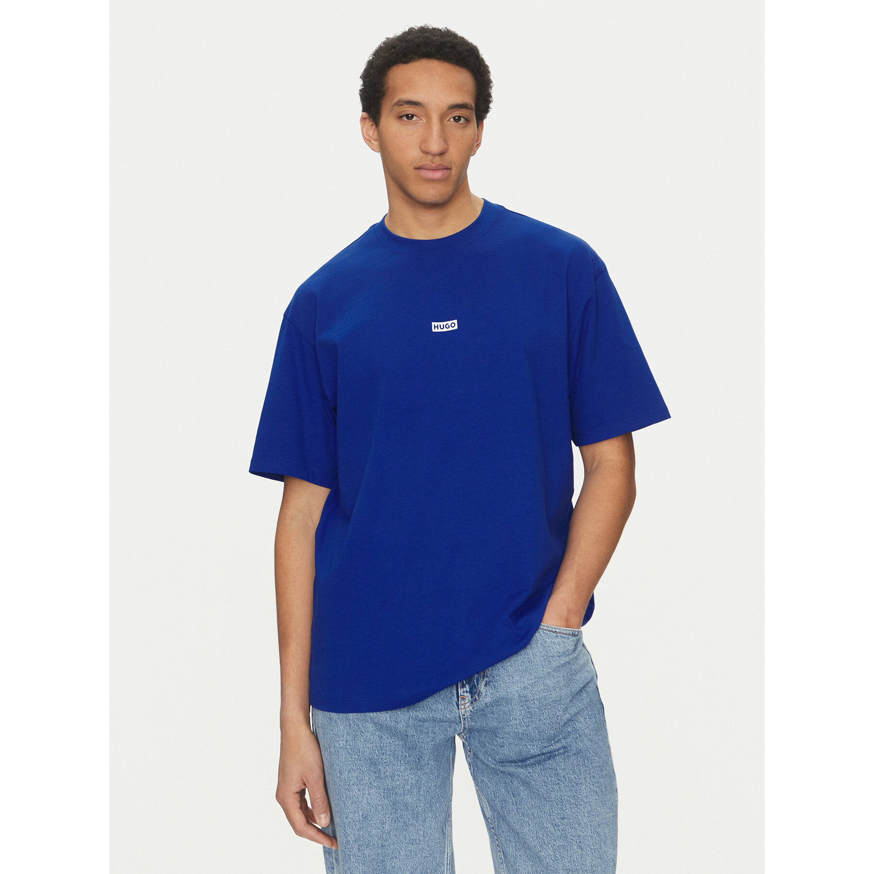 HUGO Póló Nalono 50509776 Kék Loose Fit