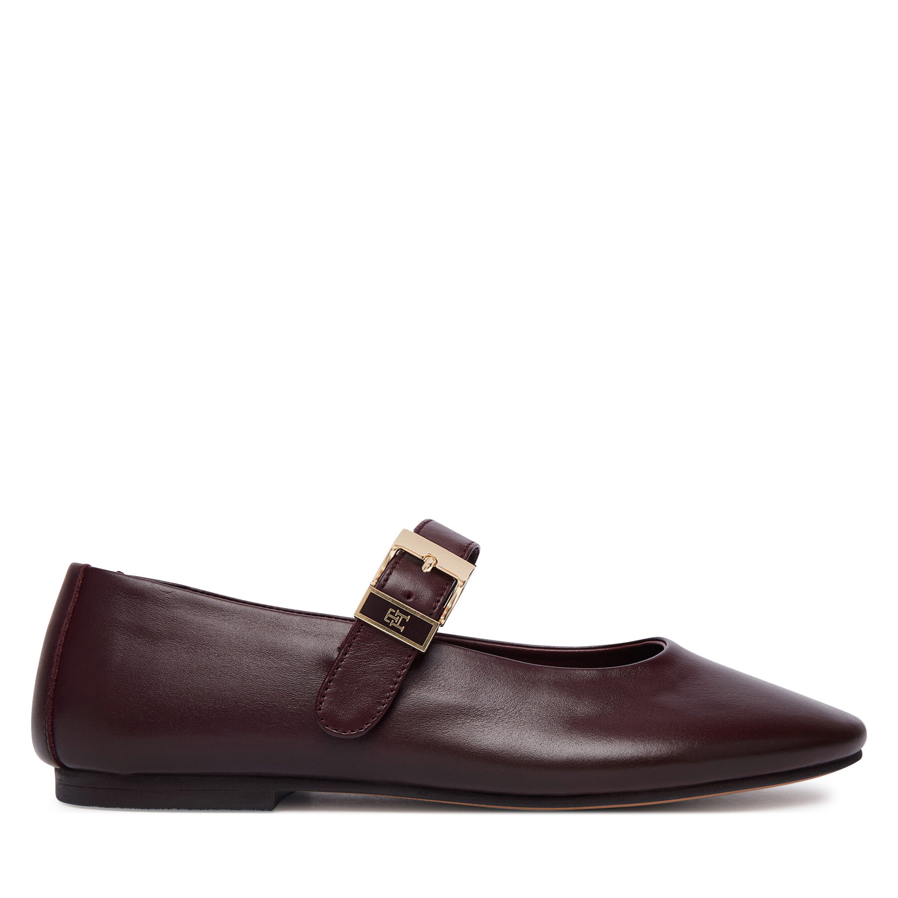 Baleríny Tommy Hilfiger Buckle Leather Ballerina FW0FW09684 Hnedá