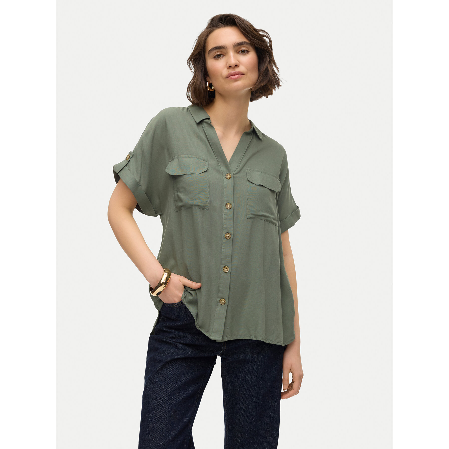 Vero Moda Hemd Bumpy 10310139 Grün Regular Fit