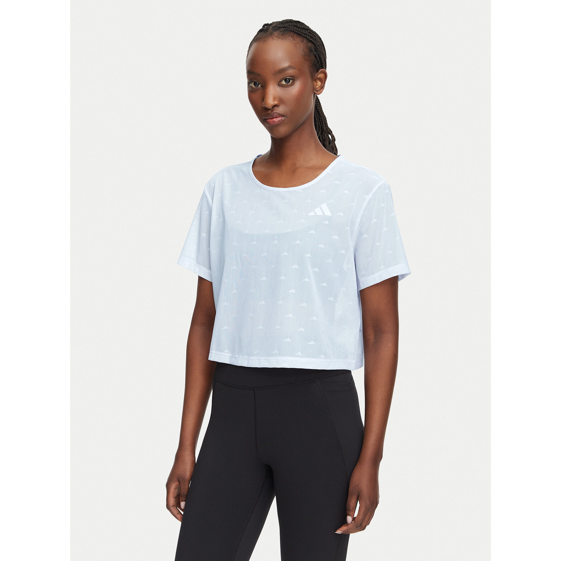 adidas Majica Strength Essentials Workout Boxy Mesh KT3828 Bela Relaxed Fit