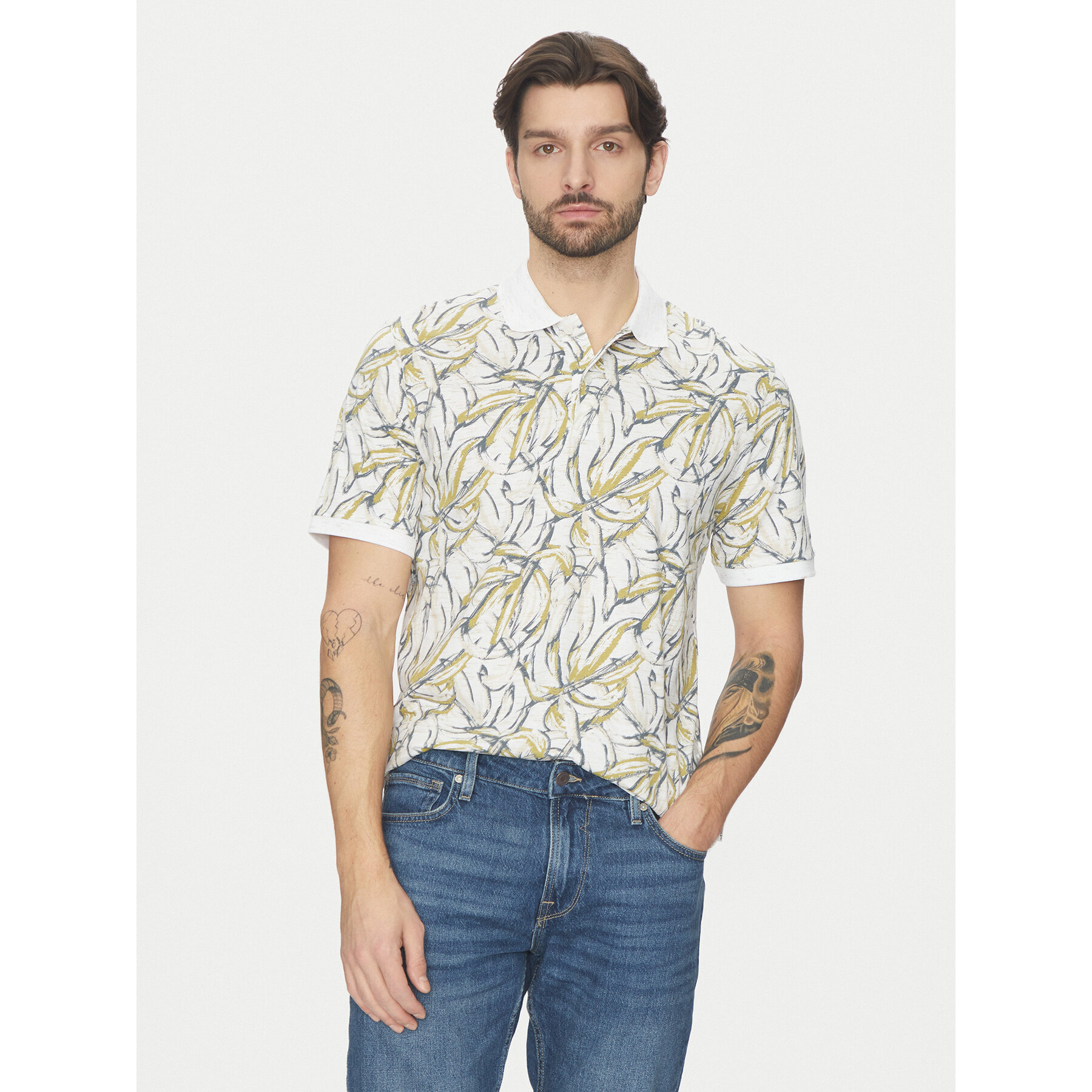 Jack & Jones Pólóing Split 12272985 Fehér Regular Fit