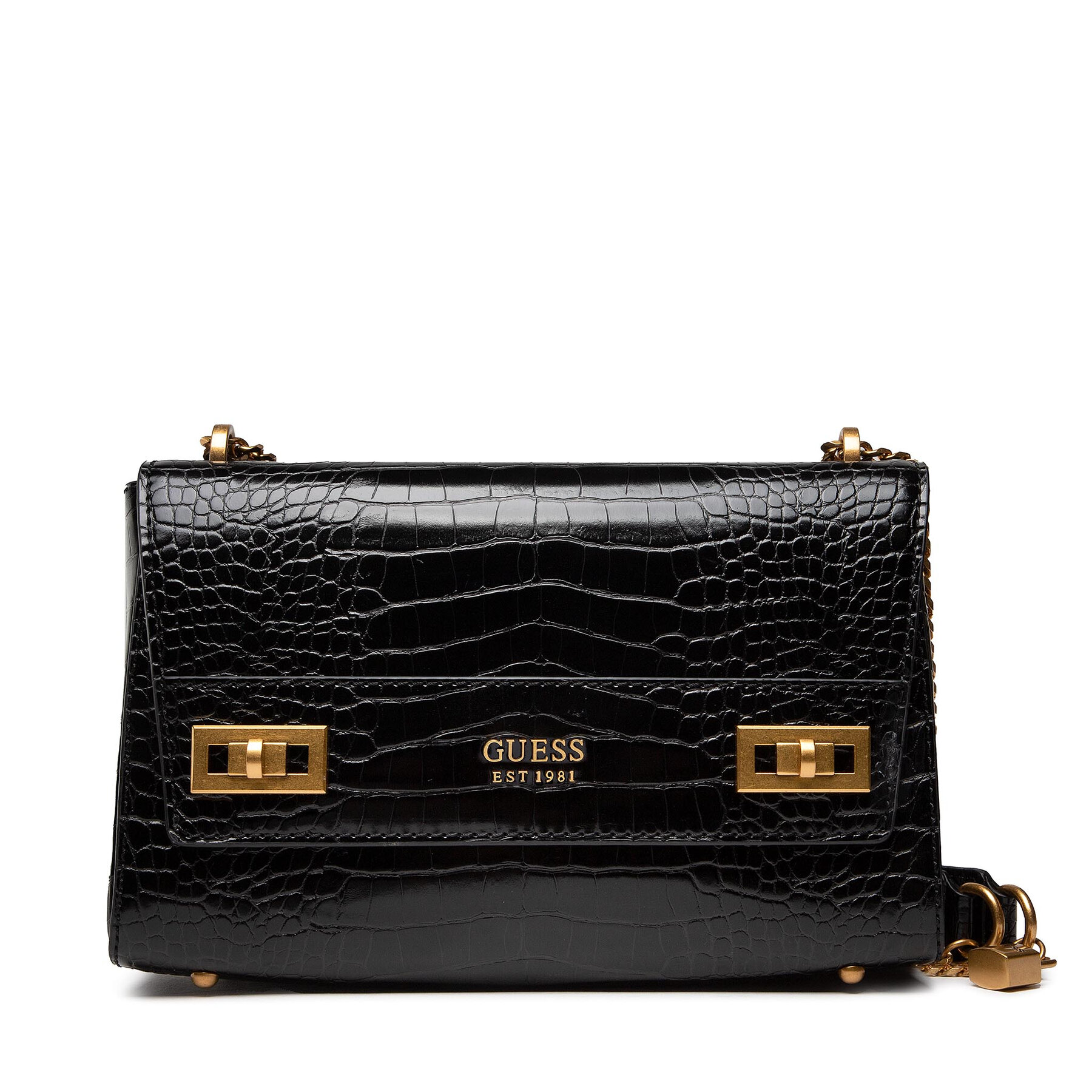 Bolso Guess Katey Croc Flap Shoulder Bag HWCB8494190 Negro