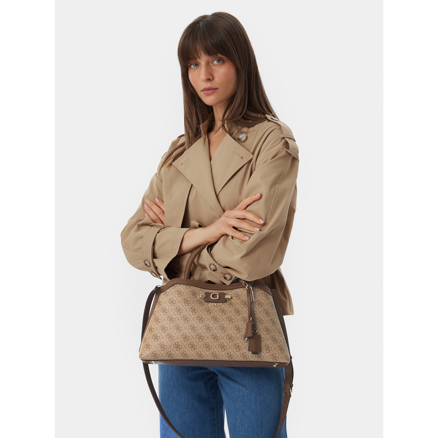 Ročna torba Guess Lindsey HWSG97 49060 Temno bež
