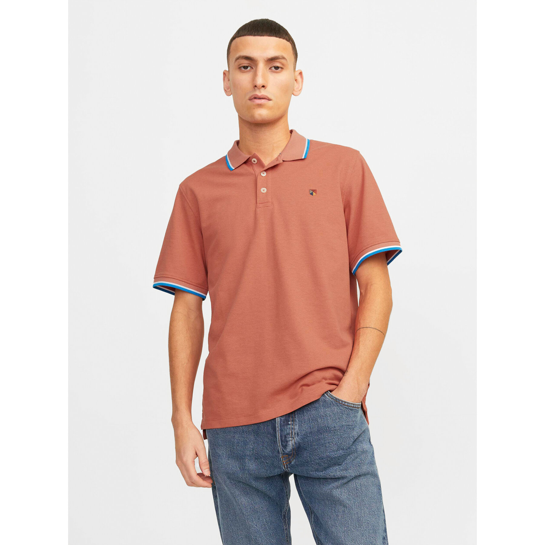 Jack & Jones Pólóing Bluwin 12169064 Narancssárga Regular Fit