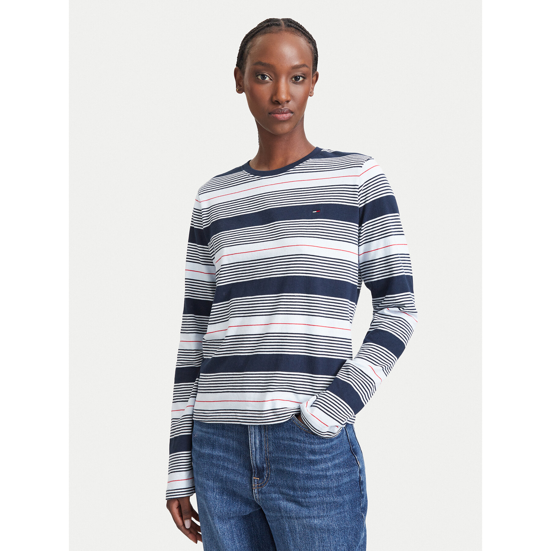 Tommy Jeans Bluse Reg Ess Jersey DW0DW23562 Dunkelblau Regular Fit