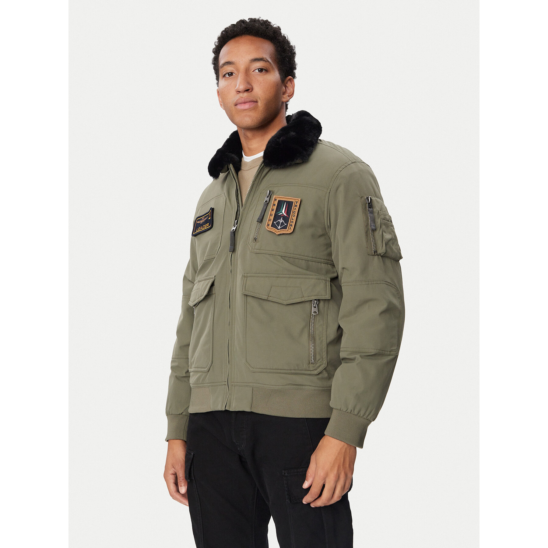 Aeronautica Militare Übergangsjacke 262AB3108UCT03151 Khakifarben Regular Fit