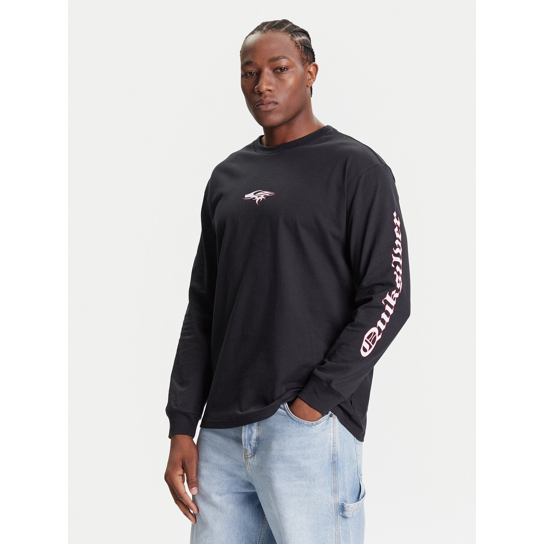 Quiksilver Sweatshirt Mercury Old English Ls EQYZT08169 Schwarz Comfort Fit