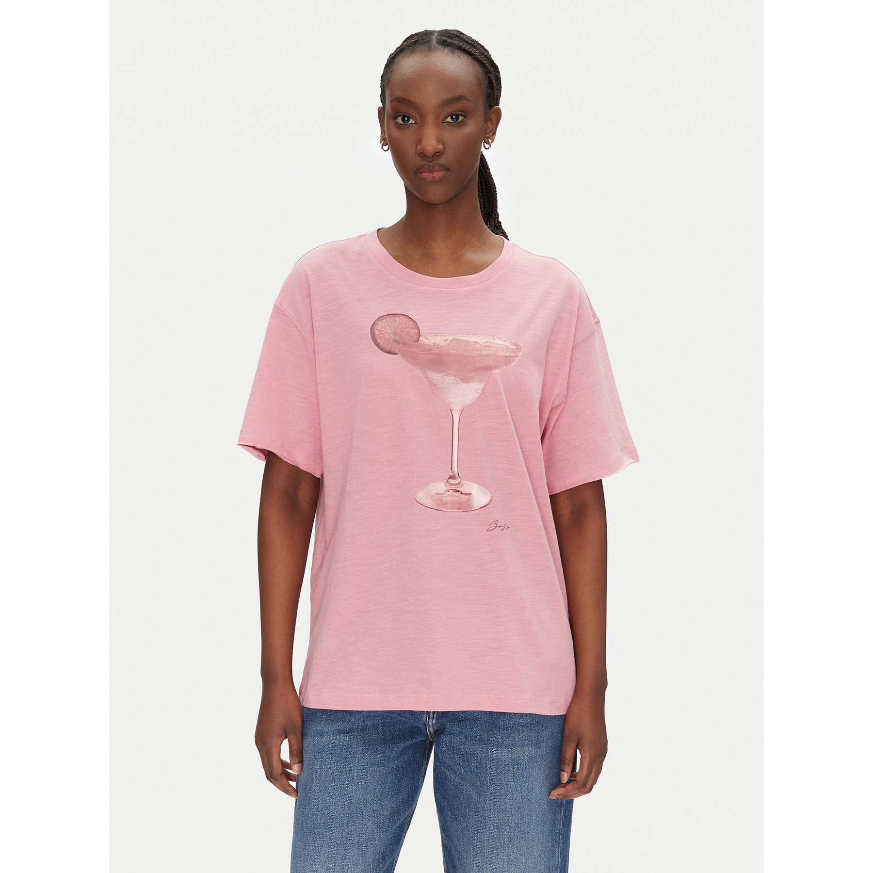 BOSS T-shirt C_Eband_4 50540433 Rosa Relaxed Fit