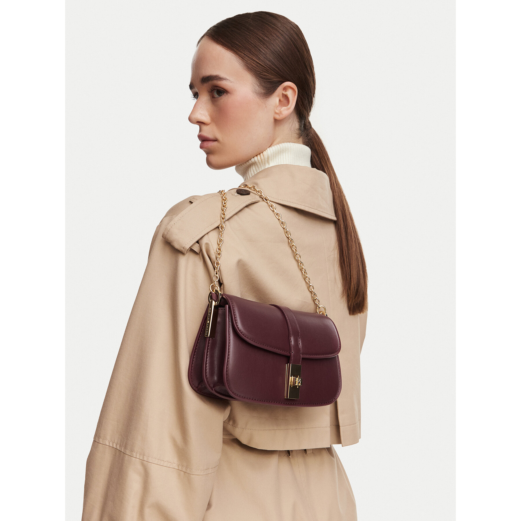 Geantă Tommy Hilfiger Th Heritage Chain Crossover AW0AW19319 Vișiniu