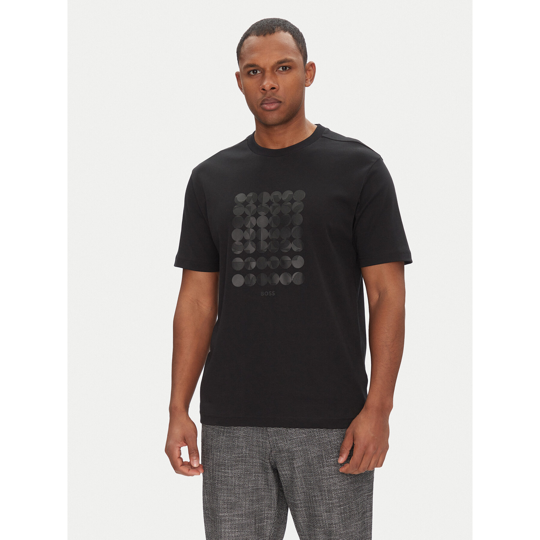 BOSS T-shirt Tee Print Striped C 50537845 Nero Relaxed Fit