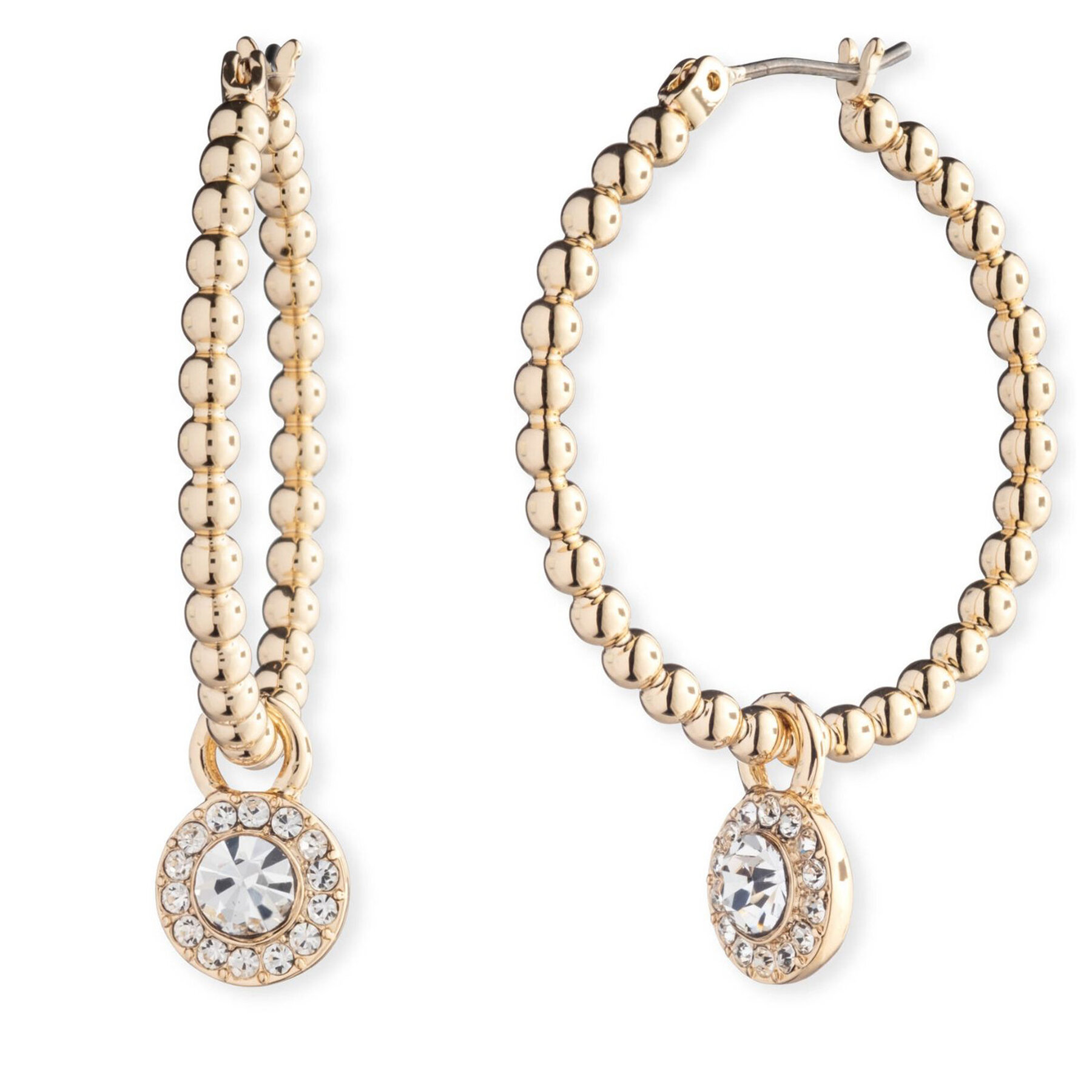 Örhängen LAUREN RALPH LAUREN Pe 30Mm Pave Bead Hoop 14G00923 Gyllene