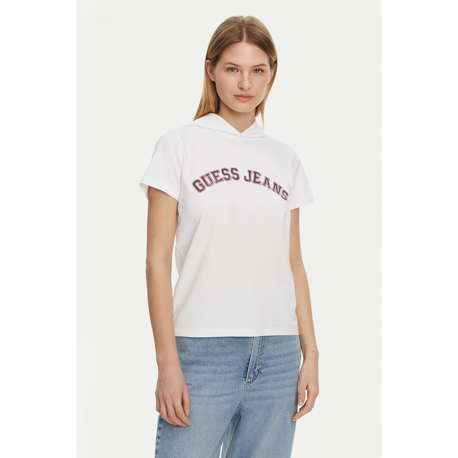 Guess Jeans Póló W5GP28 J1314 Fehér Regular Fit