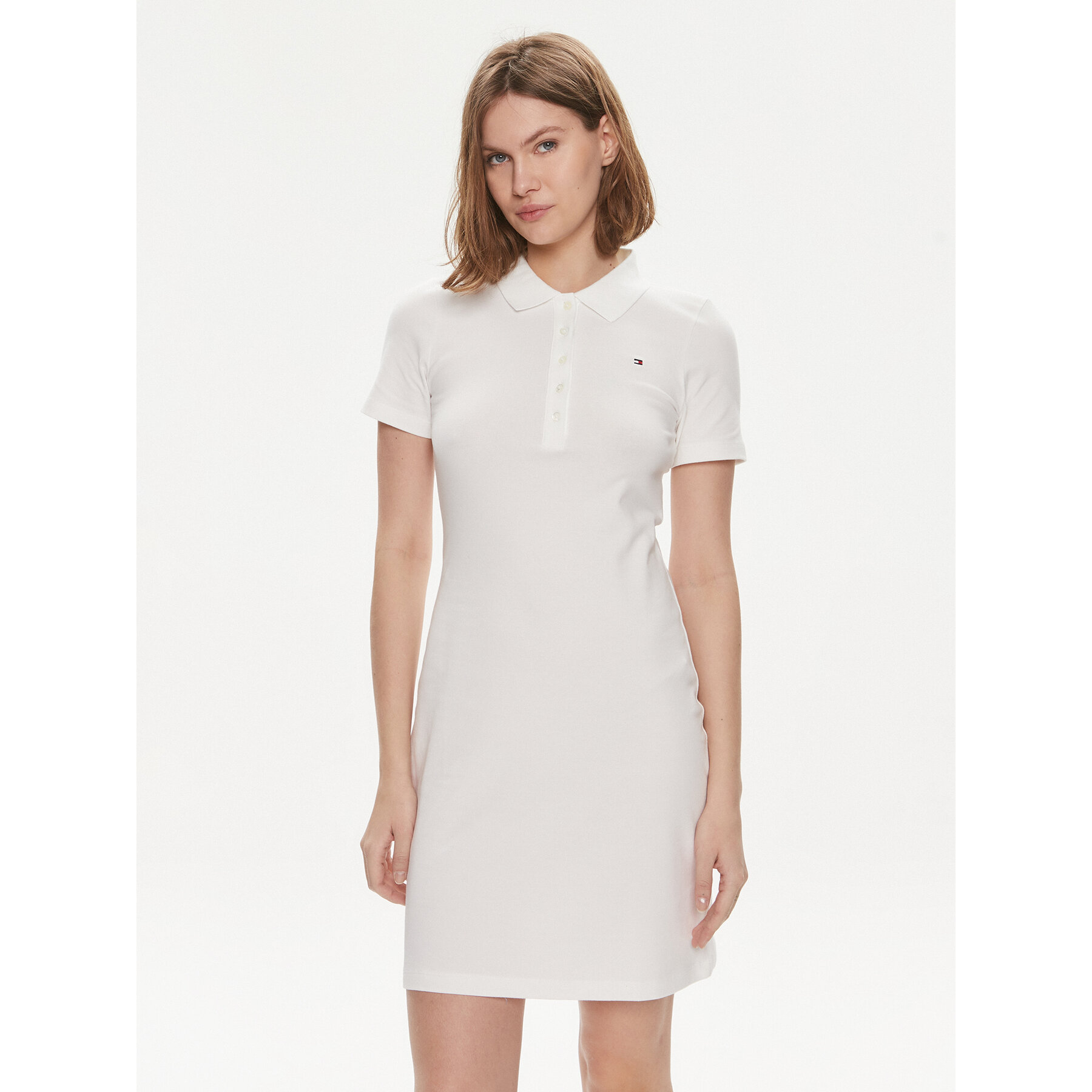 Tommy Hilfiger Kleid für den Alltag 1985 WW0WW37853 Écru Slim Fit