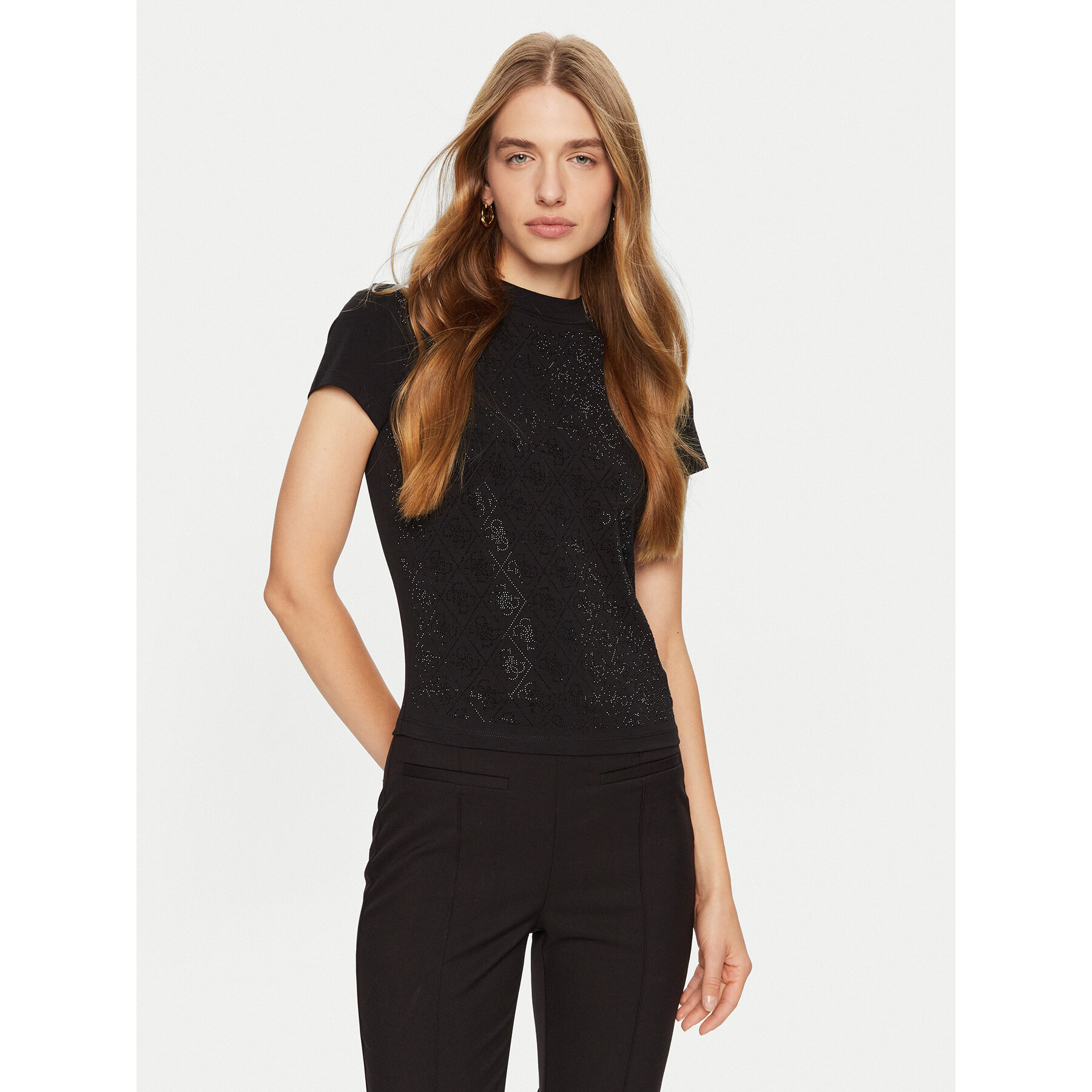 Guess T-Shirt W4BI26 J1314 Μαύρο Slim Fit