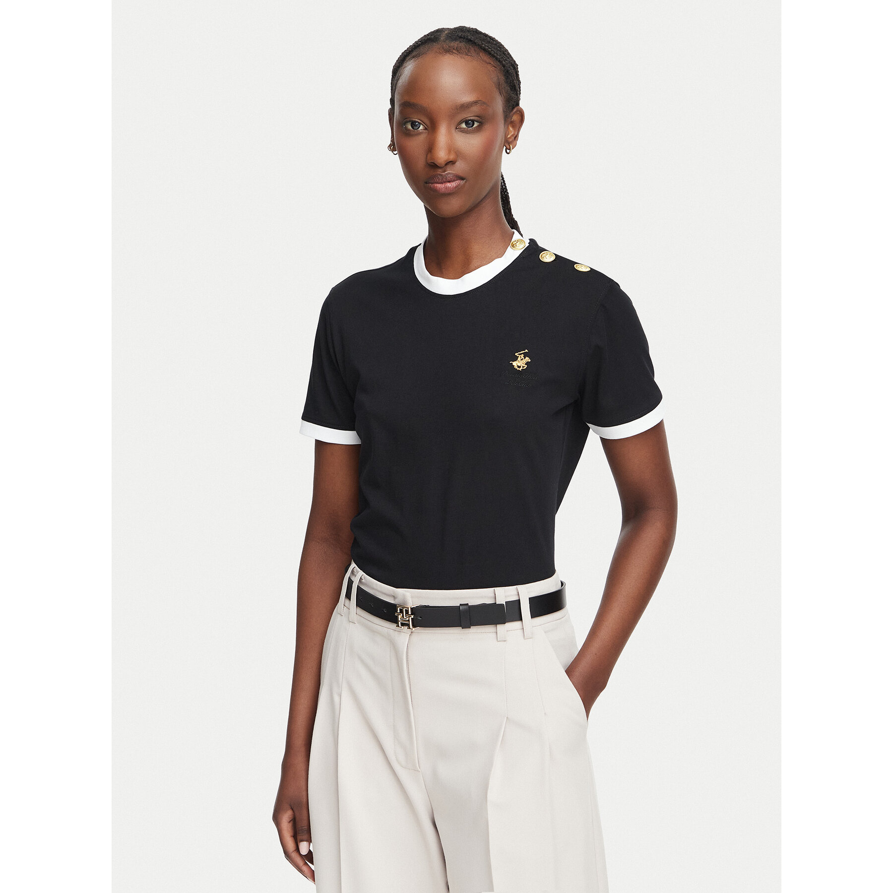 Beverly Hills Polo Club T-Shirt P-SS26W-TS0104 Schwarz Regular Fit