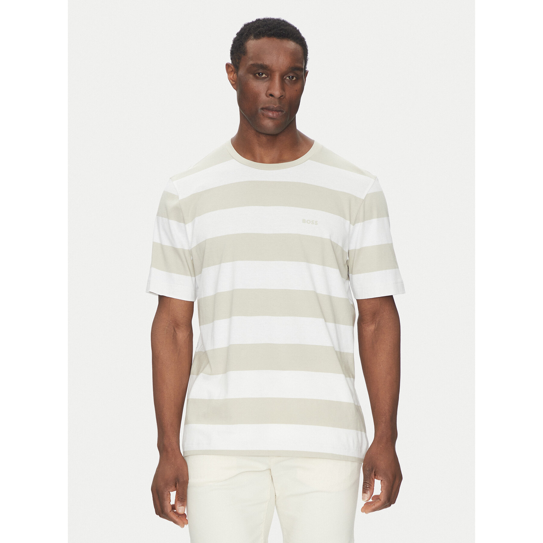 BOSS T-shirt TalesStripe 50499334 Beige Relaxed Fit