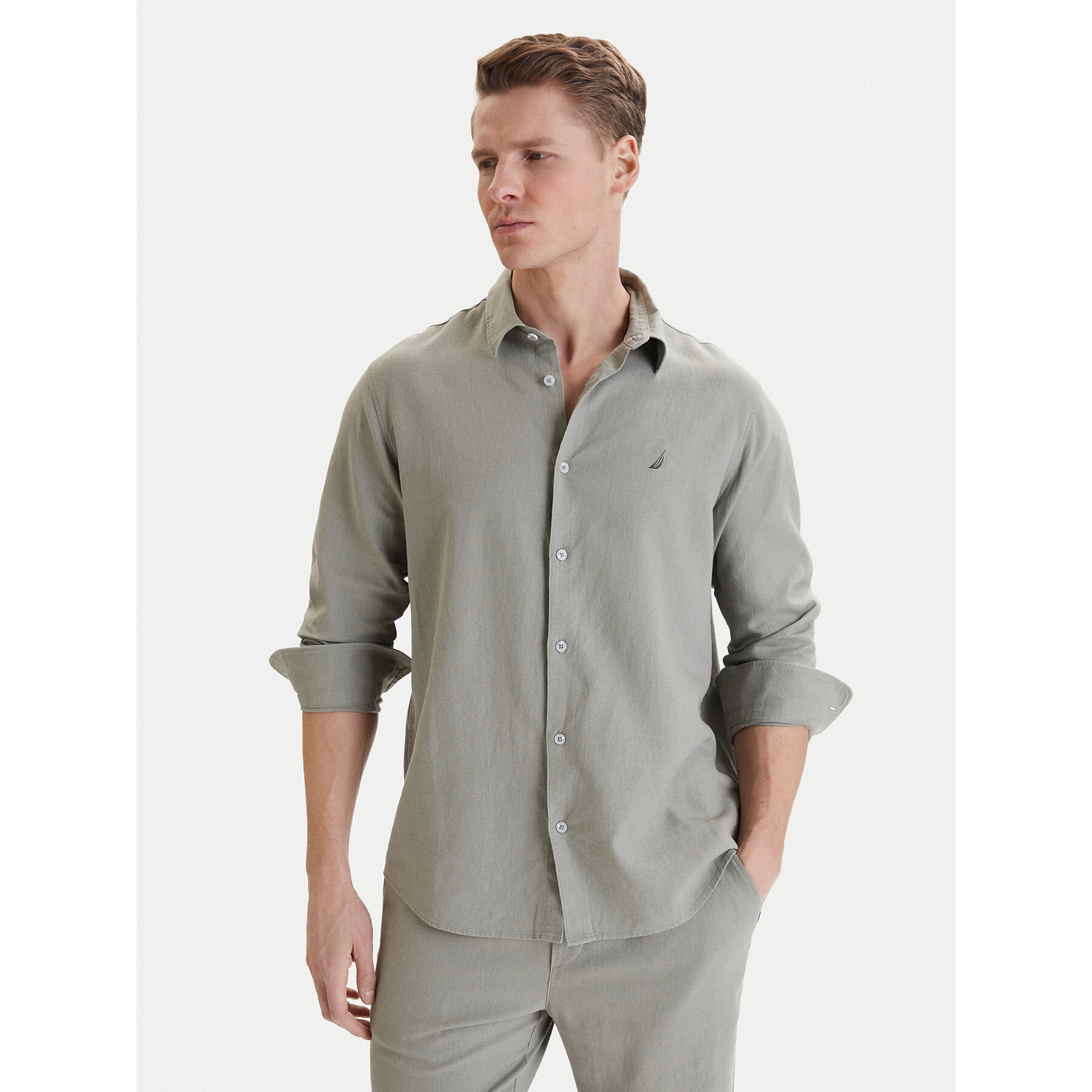 Nautica Hemd W126-NAMST-1023-34X Grün Regular Fit