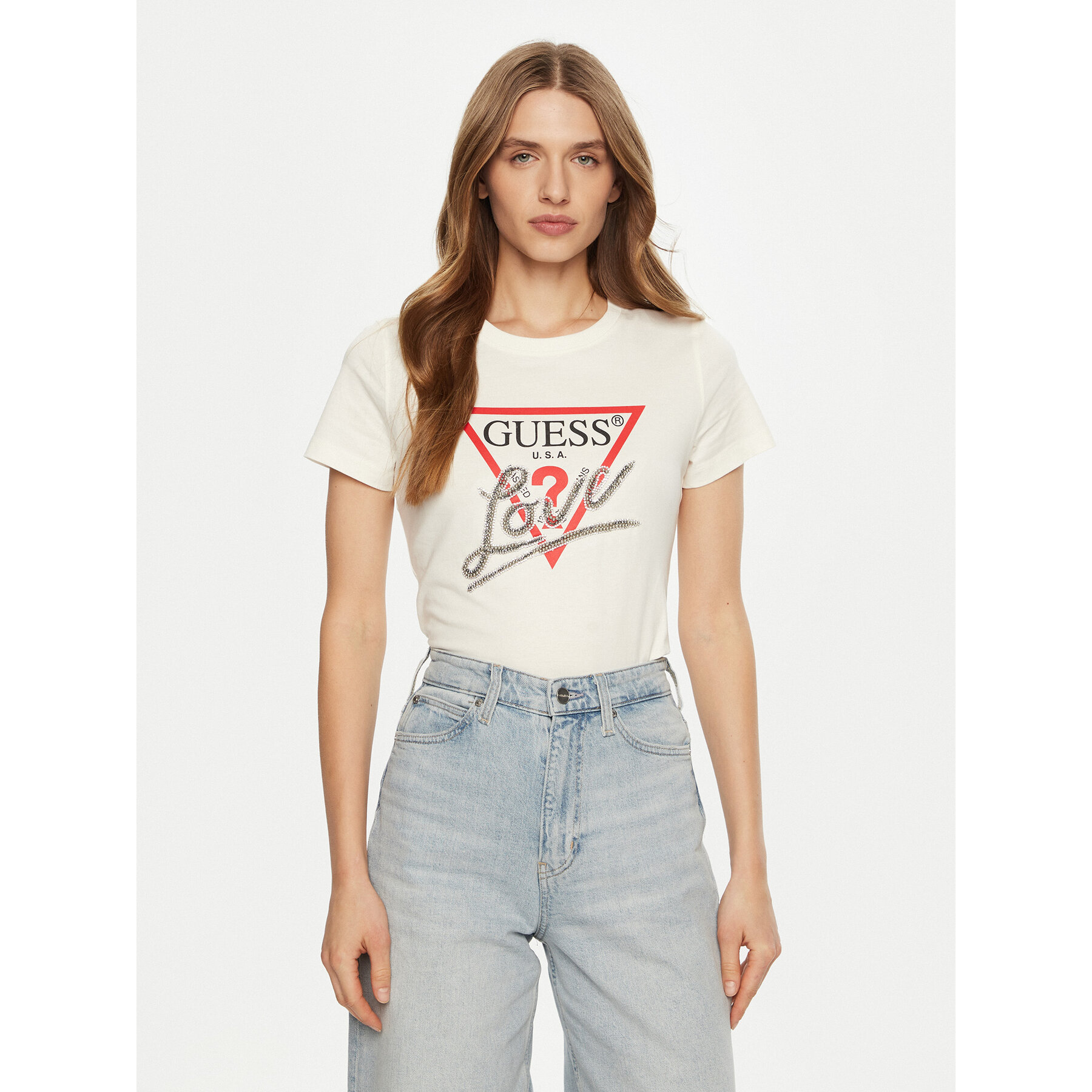 Guess T-Shirt W5RI10 I3Z14 Εκρού Regular Fit