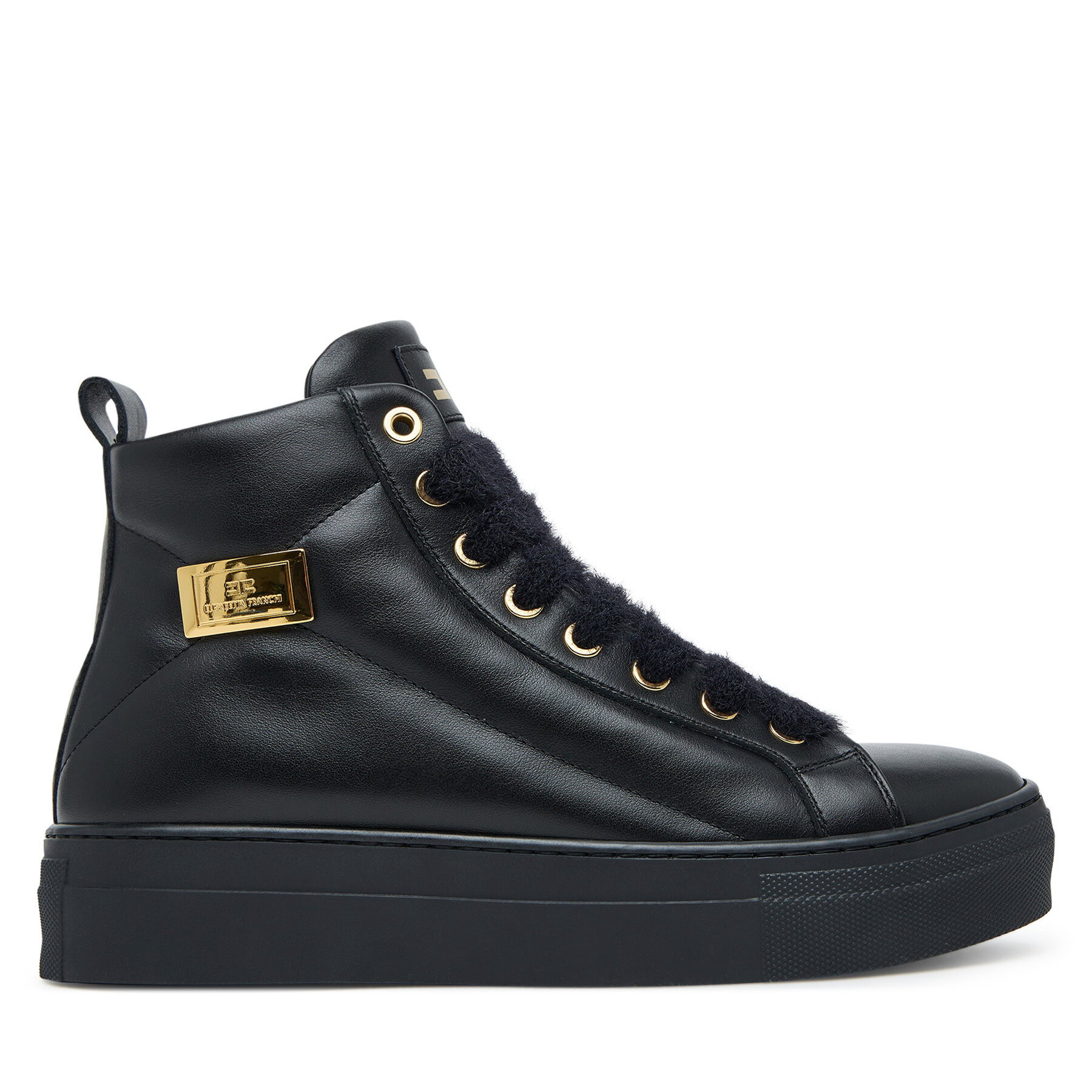 Členková obuv Elisabetta Franchi High Top Lace Up F4-A9E-0362-1251930 D Čierna