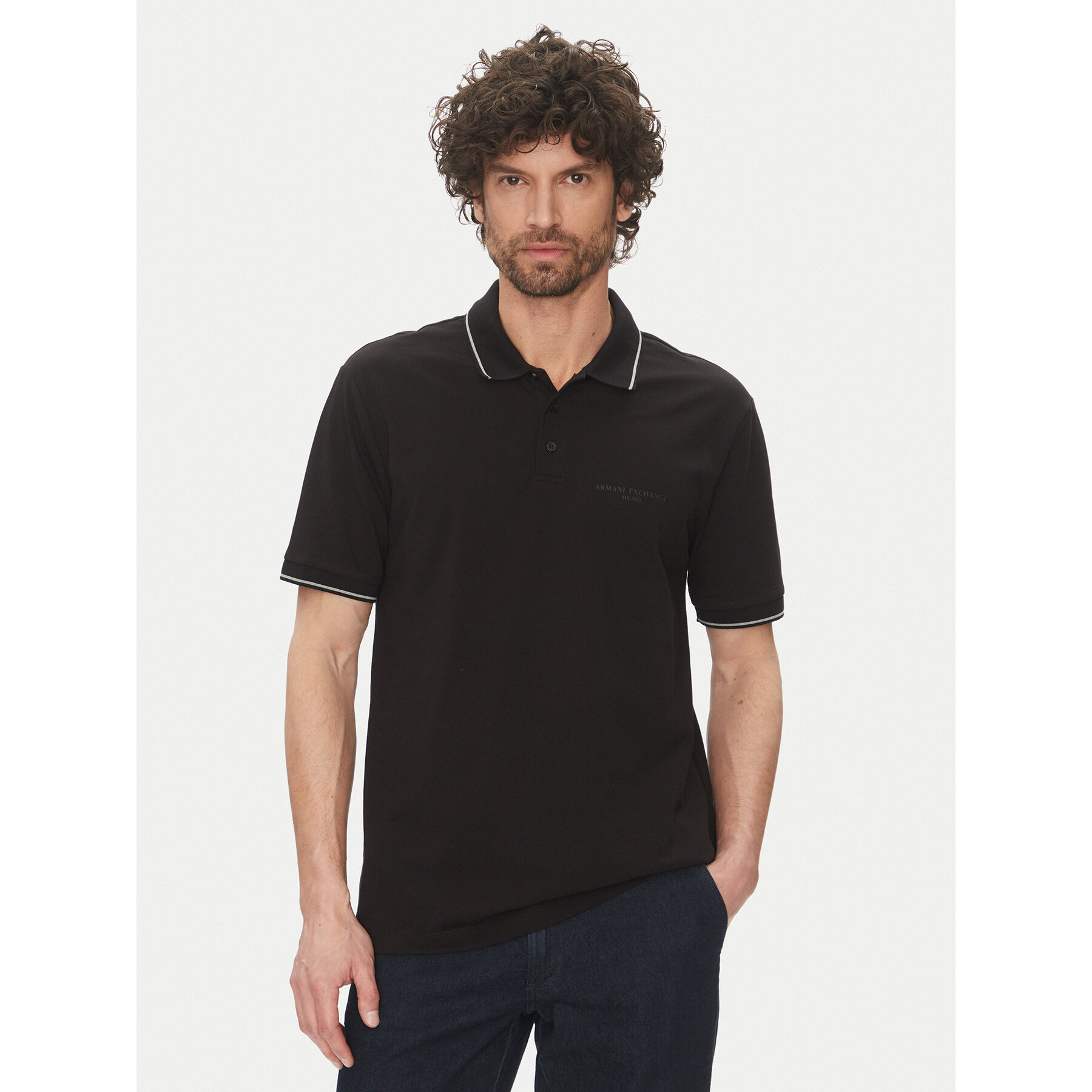 Armani Exchange Polo XM000489 AF13026 UC001 Μαύρο Regular Fit