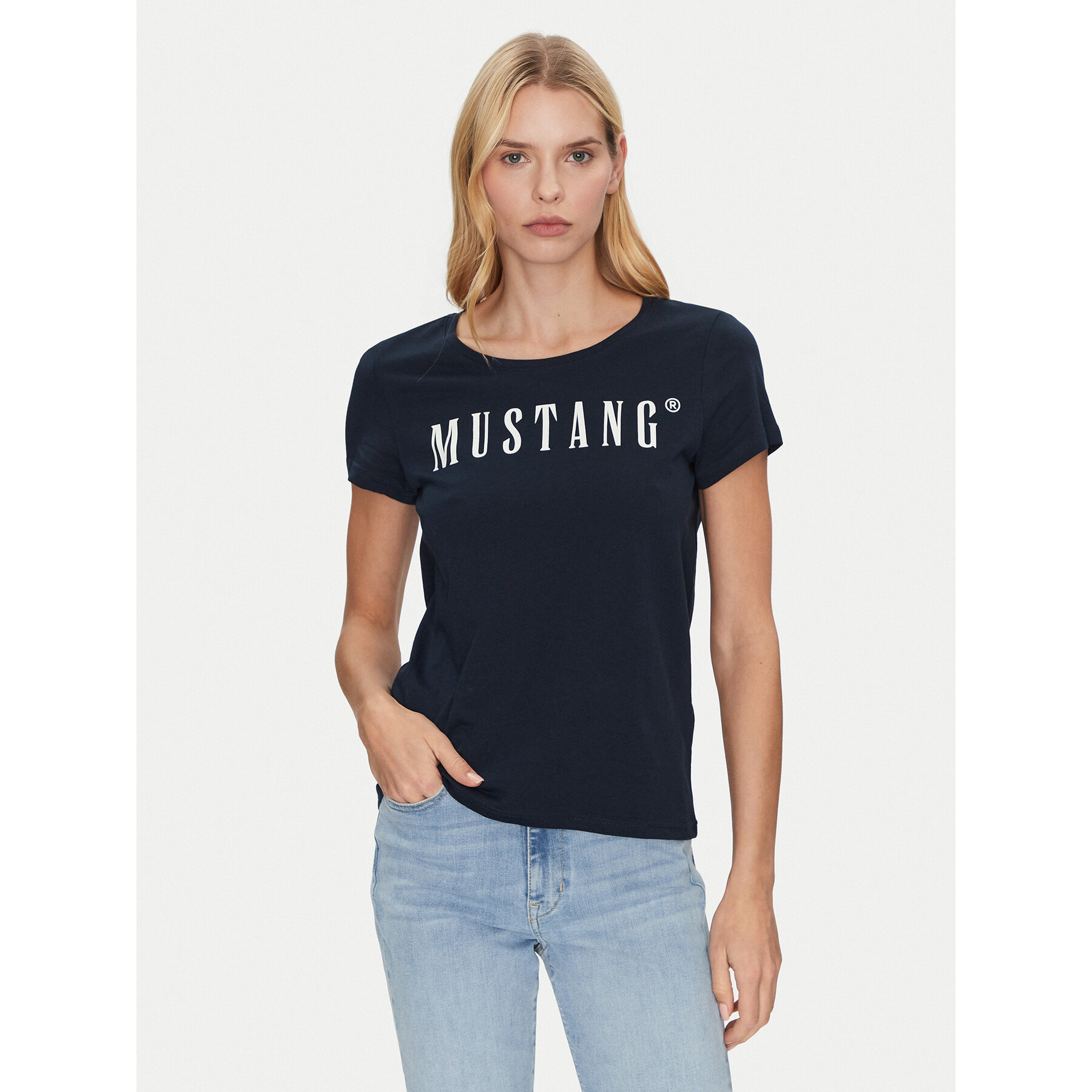 Mustang T-shirt Alma 1013933 Tamnoplava Regular Fit