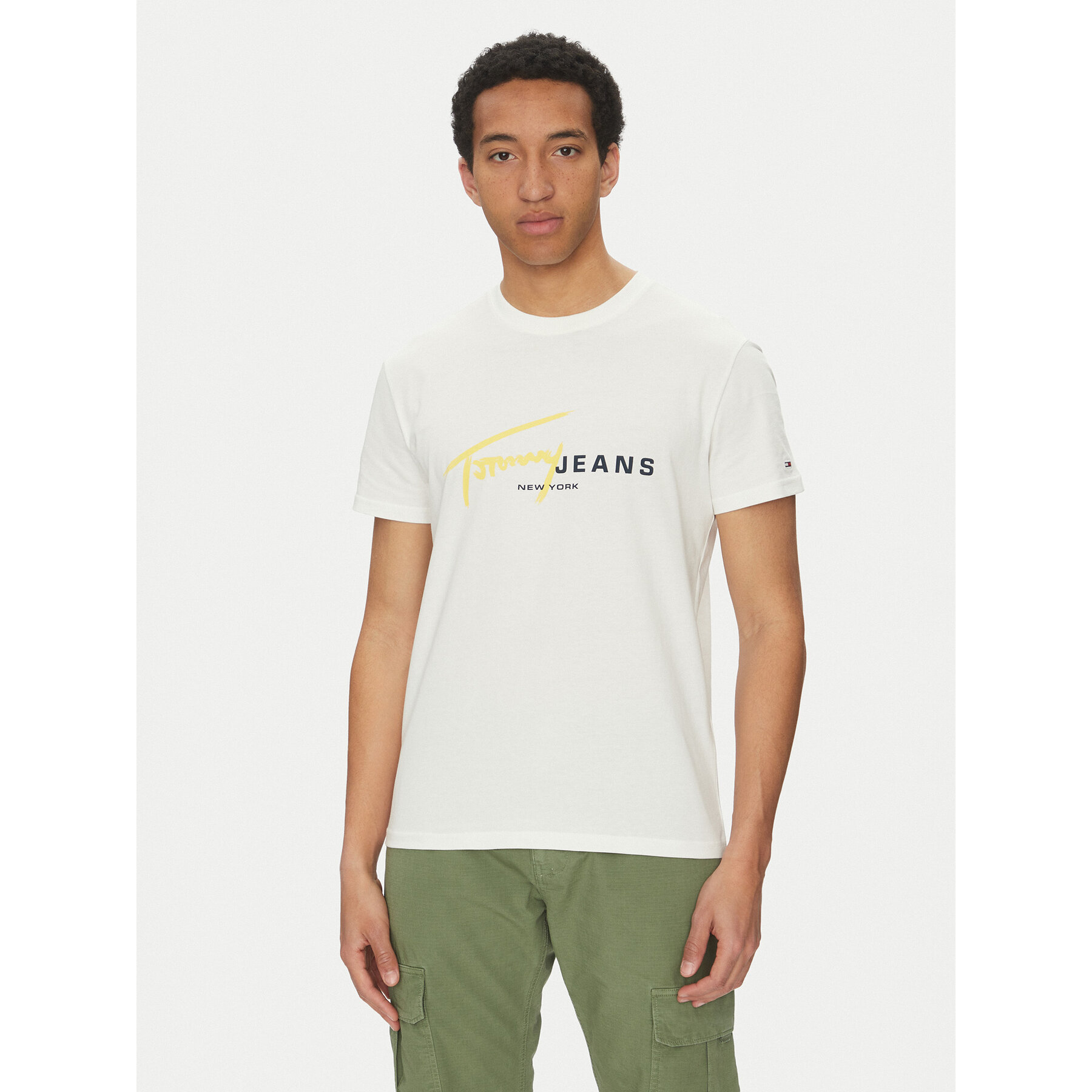 Tommy Jeans T-Shirt Signature Dna DM0DM20817 Λευκό Regular Fit