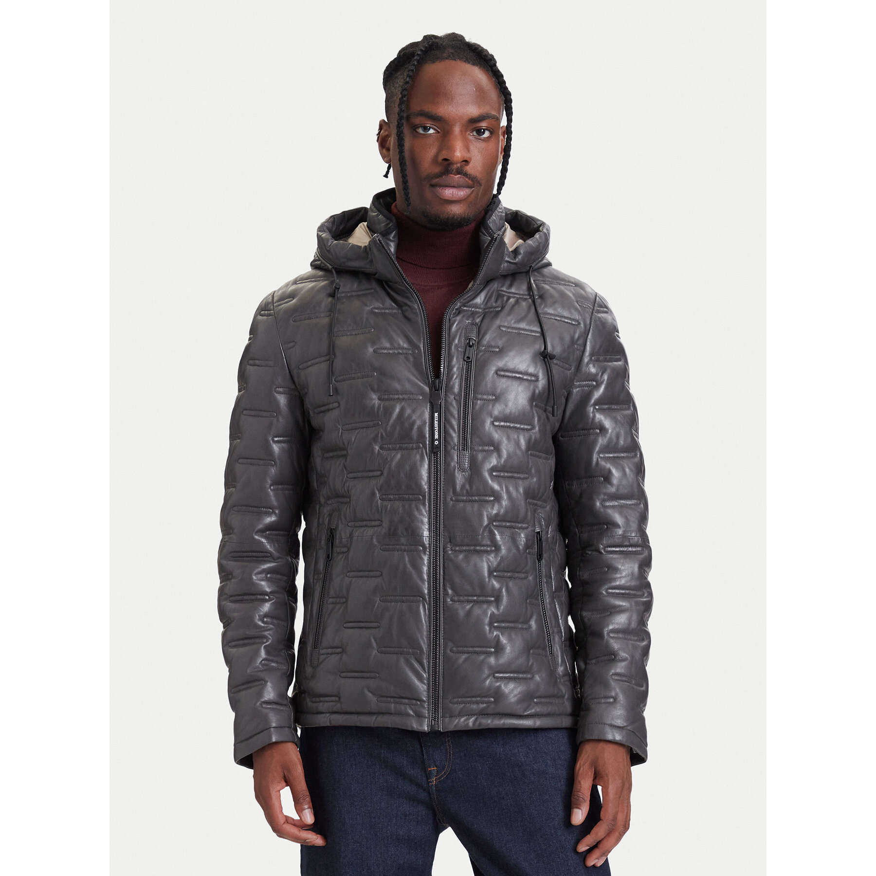 Milestone Lederjacke MSTamino 631019 60305 Dunkelgrau Regular Fit