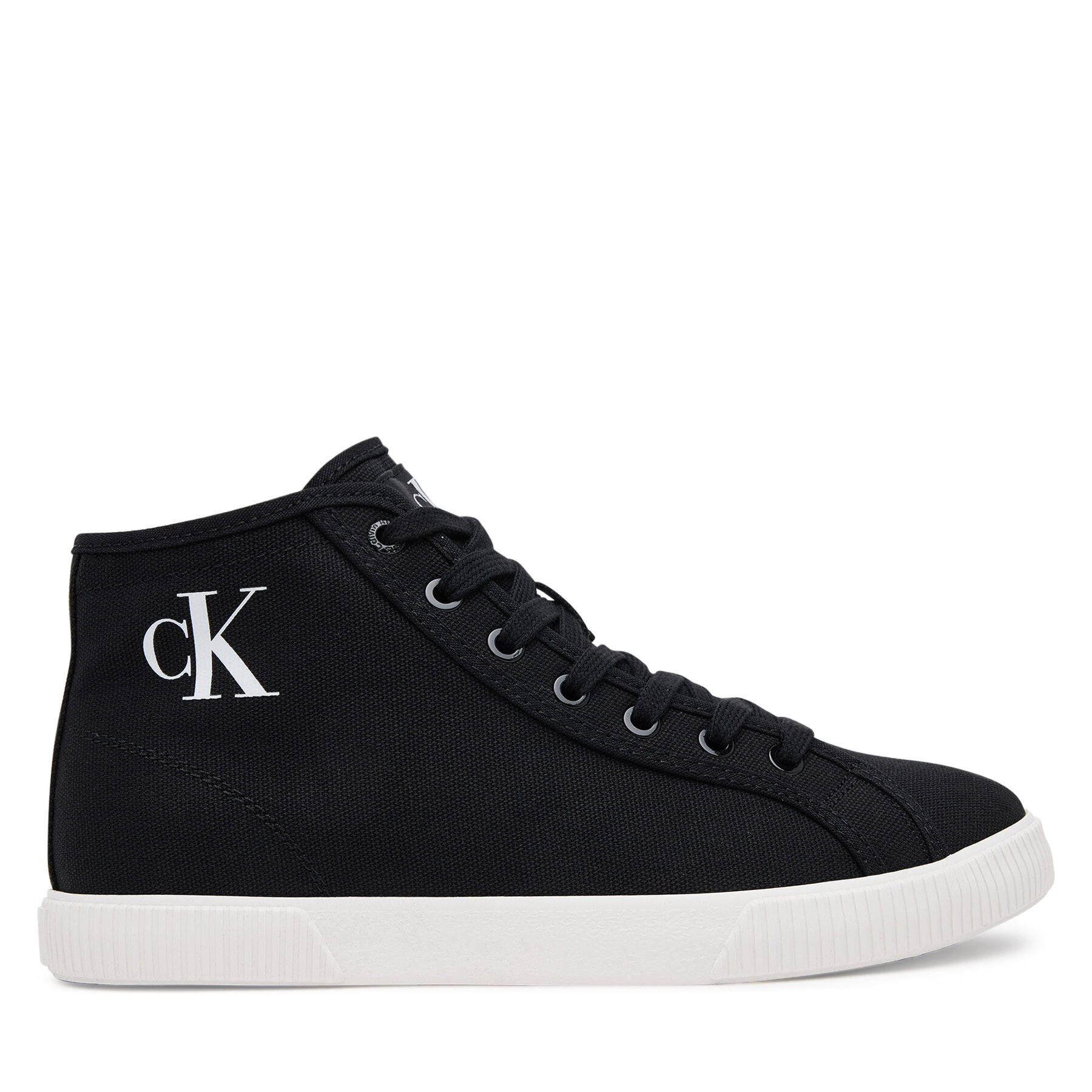 Sneakersy Calvin Klein Jeans Ess Vulc Mid Cv Mg Wn YW0YW01761 Čierna