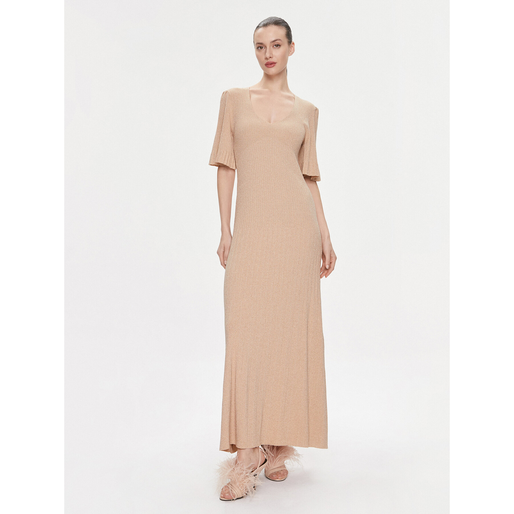 TWINSET Strickkleid 241TP3402 Beige Regular Fit