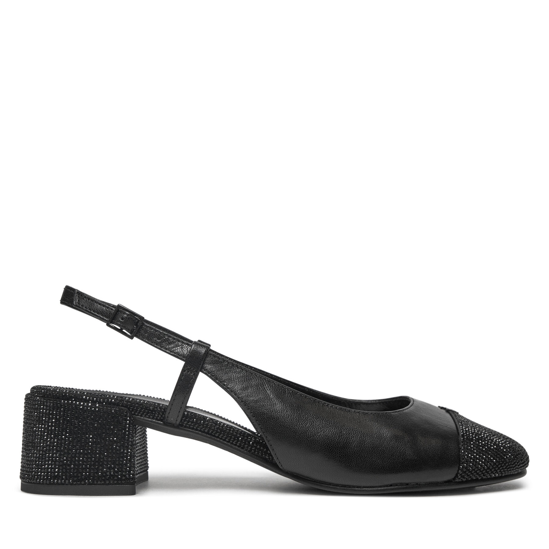Pantofi pumps Tory Burch Cap-Toe Pave Singback Pump 160256 Negru