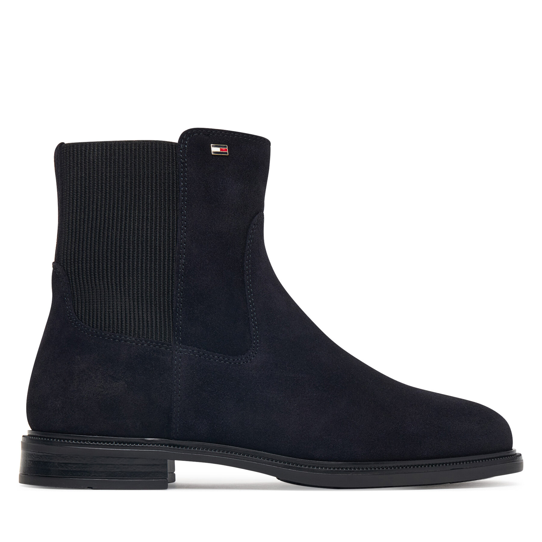 Členková obuv s elastickým prvkom Tommy Hilfiger Enamel Flag Suede Ankle Chelsea FW0FW09575 Tmavomodrá