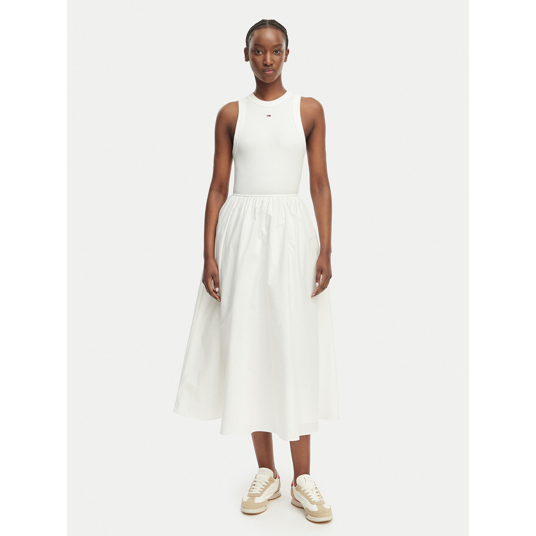 Tommy Jeans Sommerkleid DW0DW22593 Creme Regular Fit