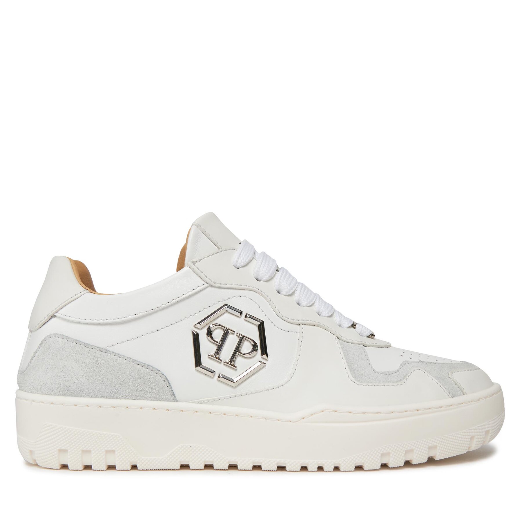 Sneakers PHILIPP PLEIN Mix Leather Lo Top Sneakers SADS USC0545 PLE010N 01 Blanc