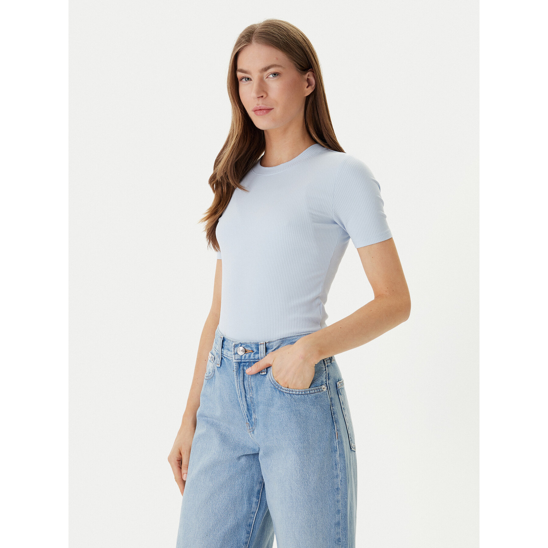 Calvin Klein T-Shirt LV044D246G Himmelblau Slim Fit
