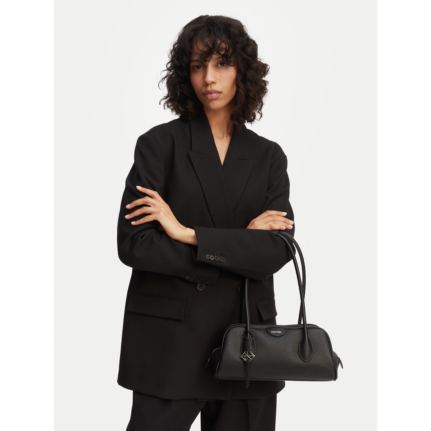 Ročna torba Calvin Klein Quilted Nylon Ew Satchel LV04F3743G Črna