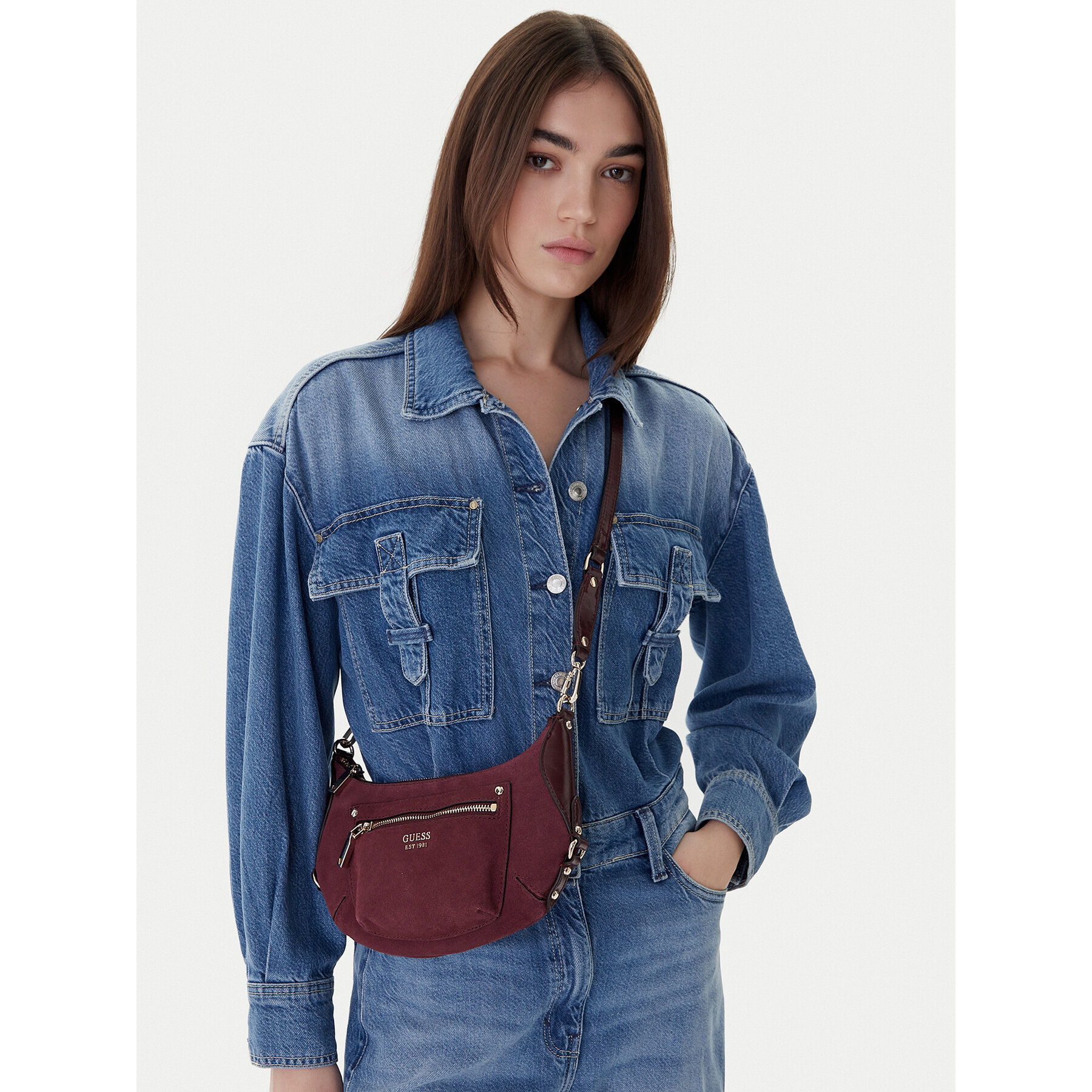 Дамска чанта Guess Marsha Mini HWSG95 01720 Бордо