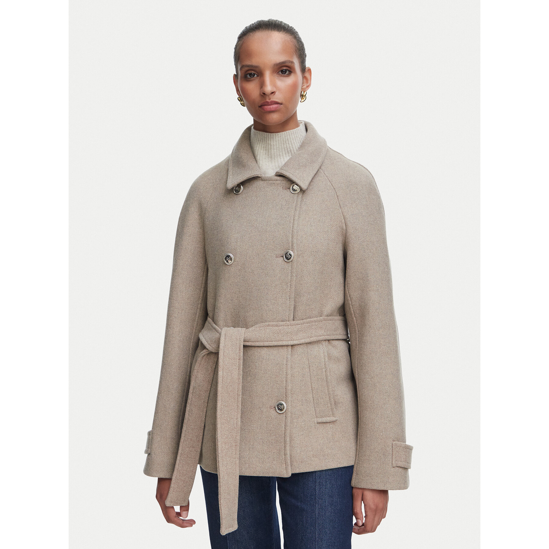 Rinascimento Wollmantel CFC0131098003 Beige Regular Fit