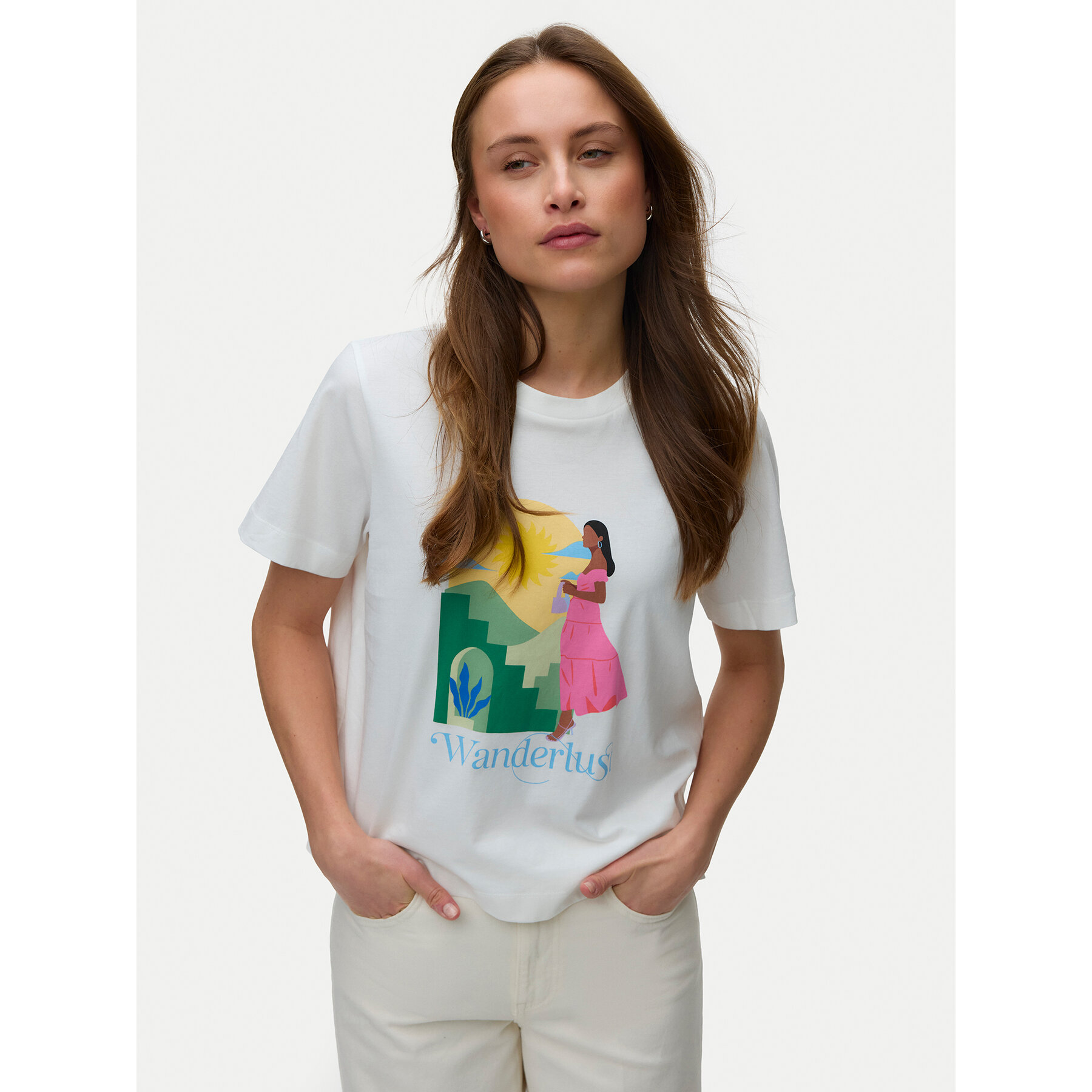 Vero Moda T-shirt Emily 10344804 Bijela Regular Fit